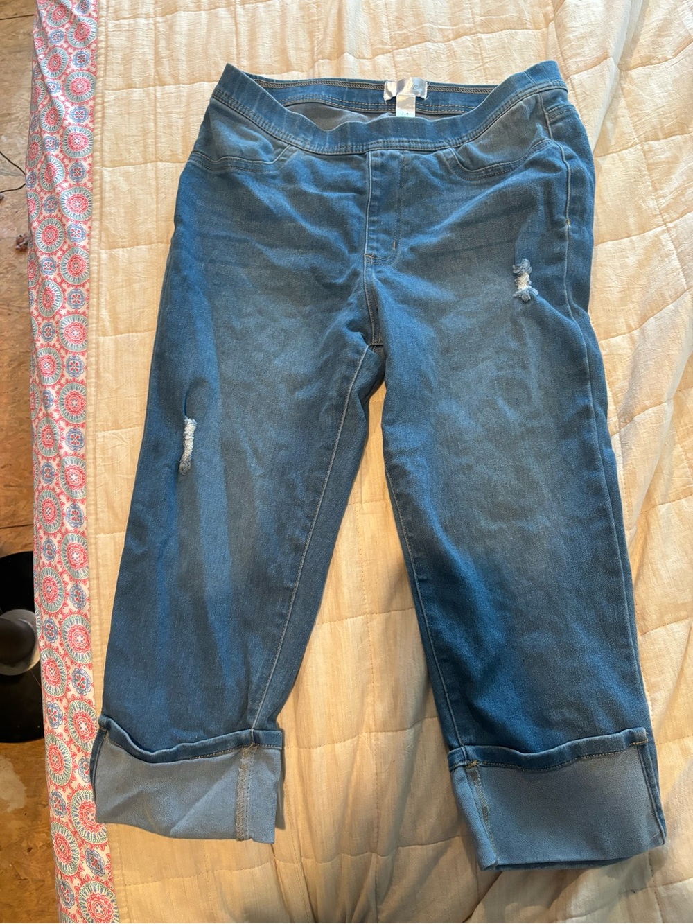 just be Dark Blue Cropped Roll-Cuff Jeans